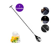 Kit 3 Colheres Bailarina 30 CM Inox Para Drinks Sucos Colher Para Jarra Bartender Caipirinha