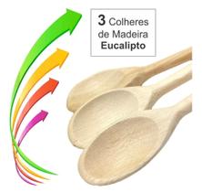 Kit 3 Colheres De Pau Tradicional Média 24cm