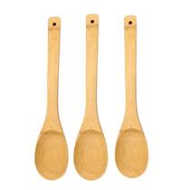 Kit 3 colheres multiuso de bambu utensílios cozinha