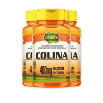 Kit 3 Colina Vitamina B8 Unilife 400mg 60 cápsulas Kit 3 Colina Vitamina B8 Unilife 400mg 60 cápsulas