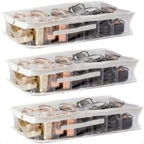Kit 3 Colmeia Fechada Organizadora Sapatos Salto Tenis Roupas Toalhas Lençol Acessórios com Zíper