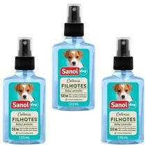 Kit 3 Colônia Sanol Dog Filhotes Talco Cães e Gatos 120ml