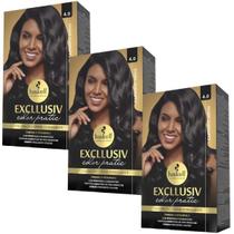Kit 3 Coloração Creme Permanente Excllusiv Color Pratic Castanho Médio 4.0 Haskell