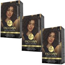 Kit 3 Coloração Creme Permanente Excllusiv Color Pratic Louro Médio Acinzentado 7.1 Haskell