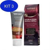 Kit 3 Coloração Keraton Banho De Brilho Marsala