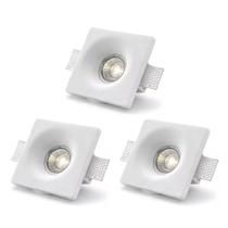 Kit 3 com Spot LED de Embutir Gesso Invisible Quadrado 13x13cm No Trim E27 IP20 Forro e Drywall