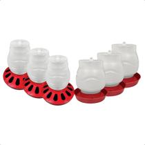 Kit 3 Comedouro 5L Aves 12 furos e 3 Bebedouro Rosca 3,5L