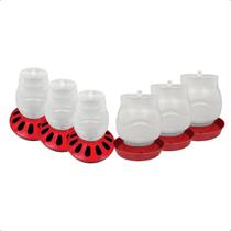 Kit 3 Comedouro 7,5L Aves 12 furos e 3 Bebedouro Rosca 3,5L
