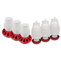 Kit 3 Comedouro 7,5L Aves 12 furos e 3 Bebedouro Rosca 5L