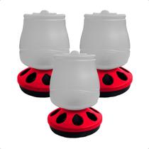 Kit 3 Comedouro Alimentador 2L Com 8 Furos Para Aves Frango