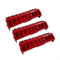 Kit 3 Comedouro Calha 30cm Para Aves Frango Cordona Galinhas