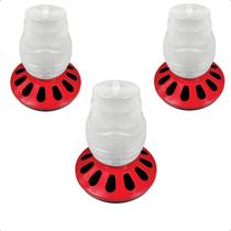 Kit 3 Comedouro Frango Aves Alimentador 3,5L Rosca 12 Furos