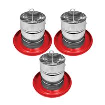 Kit 3 Comedouro Tubular 3kg p/ Frango Aves Galinha Faisão
