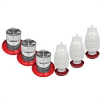 Kit 3 Comedouro Tubular 5kg e 3 Bebedouro Rosca 5L Aves