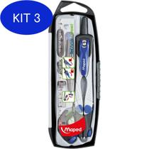 Kit 3 Compasso Technic Compact Estojo Com 5 Peça