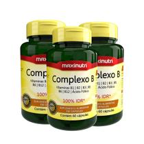 Kit 3 Complexo B 100% IDR com 60 Cápsulas Maxinutri