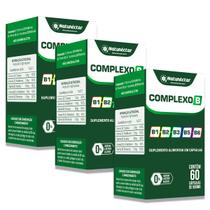 Kit 3 Complexo B Suplemento Concentrado Pura Natural Vitamina B1 B2 B3 B5 B6 Natunectar 180 Capsulas 500mg Comprimidos Forma Ativa Vitaminico Completo