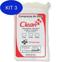 Kit 3 Compressa de Gaze - 11 Fios - Clean