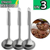 Kit 3 Concha 100% Inox Para Feijão Sopas Caldos Utensilio De Cozinha Inox Linha Premium Kit 3 Concha 100% Inox Para Feijão Sopas Caldos Utensilio De Cozinha Inox Linha Premium