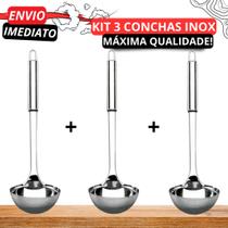 Kit 3 CONCHAS de Aço 100% INOX utensílio de cozinha linha PREMIUM Máxima Qualidade