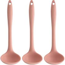 Kit 3 Conchas de Cozinha 27cm Silicone Rosa para Servir Sopa Kit 3 Conchas de Cozinha 27cm Silicone Rosa para Servir Sopa