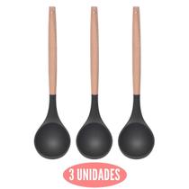 Kit 3 Conchas Silicone Feijão Preto Cabo Bambu Não Arranha - UNIVENDAS