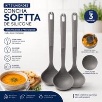 Kit 3 Conchas Silicone Softta Cinza Utensílio de Cozinha Antiaderente Premium Kit 3 Conchas Silicone Softta Cinza Utensílio de Cozinha Antiaderente Premium