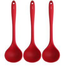 Kit 3 Conchas Silicone Vermelha 27cm Servir Feijão Colher Brinox Utensílios Cozinha Kit 3 Conchas Silicone Vermelha 27cm Servir Feijão Colher Brinox Utensílios Cozinha