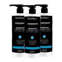 Kit 3 Condic. Reconstrutor Reposição Carbono NatuMaxx 1 L