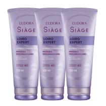 Kit 3 Condicionador Matizador Loiro Expert Roxo Desamarelador Violeta Platinado 200ml Eudora Siàge Kit 3 Condicionador Matizador Loiro Expert Roxo Desamarelador Violeta Platinado 200ml Eudora Siàge