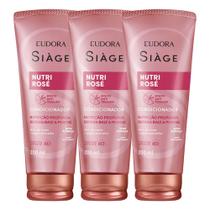 Kit 3 Condicionador Nutri Rosé Nutrição Raiz e Pontas 200ml Eudora Siàge