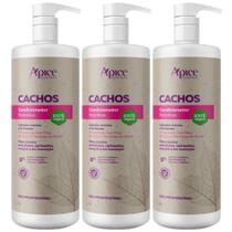 Kit 3 Condicionador Nutritivo Cachos Apse Limpeza Suave Vegano Cabelo Sem Sulfato Profissional 1L