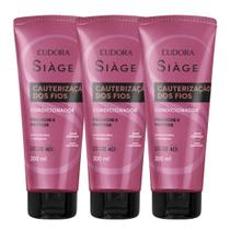 Kit 3 Condicionador Reconstrução Cauterização dos Fios Cabelos Secos 200ml Reparação Eudora Siàge