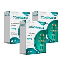 Kit 3 condroless colágeno tipo ii nao desnaturado com 60 comprimidos