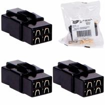 Kit 3 Conector 4 Vias Technoise Com Trava Macho E Fêmea Som