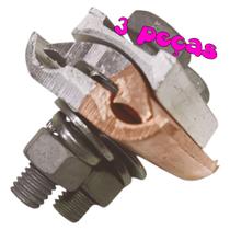 Kit 3 Conector Paralelo Bimetálico Tapit 16 à 70mm Duplo Cabo Alumínio com Cobre