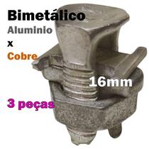 Kit 3 Conector Split Bolt Parafuso Fendido para Emenda Cabos 16mm Bimetálico Estanhado