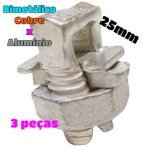 Kit 3 Conector Split Bolt Parafuso Fendido para Emenda Cabos 25mm Bimetálico Estanhado