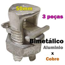 Kit 3 Conector Split Bolt Parafuso Fendido para Emenda Cabos 50mm Bimetálico Estanhado Kit 3 Conector Split Bolt Parafuso Fendido para Emenda Cabos 50mm Bimetálico Estanhado