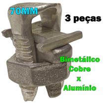 Kit 3 Conector Split Bolt Parafuso Fendido para Emenda Cabos 70mm Bimetálico Estanhado Kit 3 Conector Split Bolt Parafuso Fendido para Emenda Cabos 70mm Bimetálico Estanhado