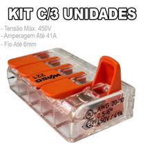 Kit 3 Conector Wago Emenda 5 Fios Mod. 221-615