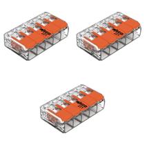 Kit 3 Conectores de Emenda Com Alavanca 221-415 5 Condutores 0,2mm² à 4,0mm² Wago