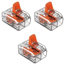 Kit 3 Conectores de Emenda Com Alavanca 221-612 2 Condutores 0,5mm² à 6,0mm² Wago
