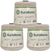 Kit 3 Cones Barbante Euroroma Cru 1 Quilo Ordem 6 Crochê, Tricô, Macramê, Amigurumi e Tear Kit 3 Cones Barbante Euroroma Cru 1 Quilo Ordem 6 Crochê, Tricô, Macramê, Amigurumi e Tear