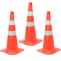 Kit 3 Cones para sinalização 75 cm com 2 faixas - RM-41 - MultiMarcas