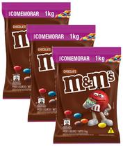 Kit 3 CONFEITO CHOCOLATE AO LEITE M&MS 1KG - MARS - M&m's