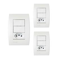 KIT 3 Conjunto 2 Interruptor e Tomada Ilus Siemens Soprano