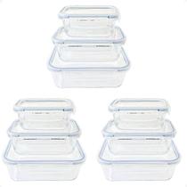 Kit 3 Conjunto 3 Potes Herméticos Retangular 300/600/1040Ml