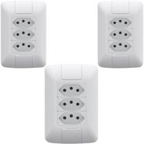 Kit 3 Conjunto 3 Tomadas 2P+T 4x2 10A 250 V Aria Branco Kit 3 Conjunto 3 Tomadas 2P+T 4x2 10A 250 V Aria Branco