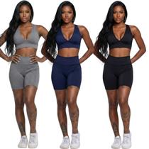 KIT 3 Conjunto Bermudinha e Top Com Bojo Bella Fiore Roupa Para Academia Treino Fitness Musculação Tamanho:GGCor:Cinza+ KIT 3 Conjunto Bermudinha e Top Com Bojo Bella Fiore Roupa Para Academia Treino Fitness Musculação Tamanho:GGCor:Cinza+